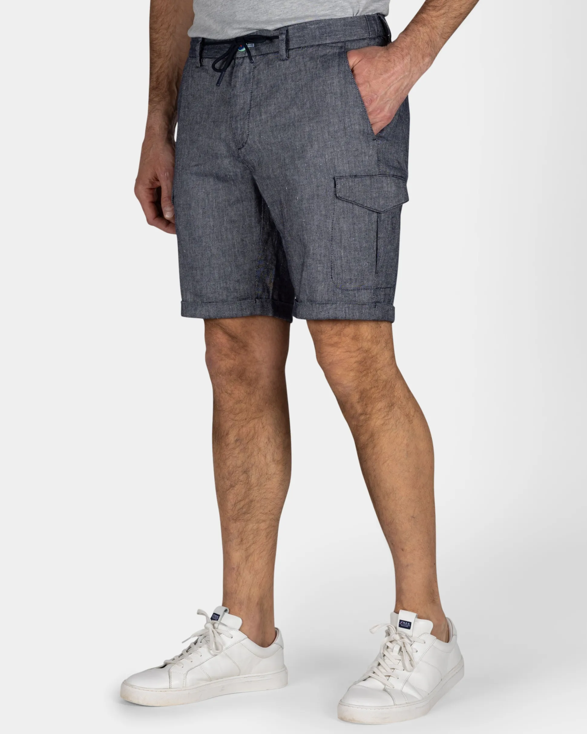 Navy Linen Chino Shorts