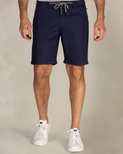 Navy linen chino shorts