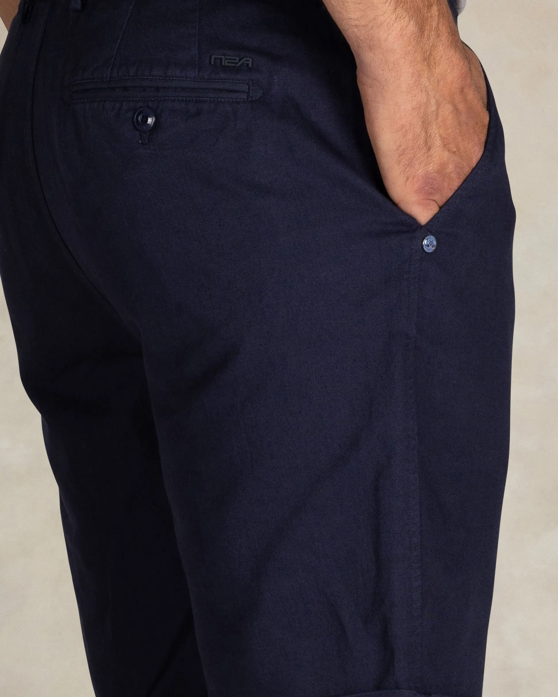Navy linen chino shorts
