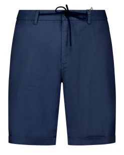 Navy Linen Stretch Shorts