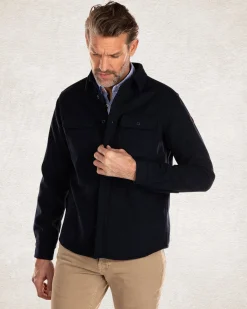 Navy long sleeved overshirt - Pitch Navy