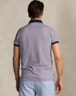Navy polo with graphic print