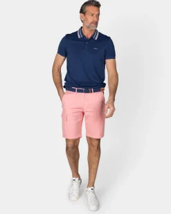 Navy Polo with Striped Collar