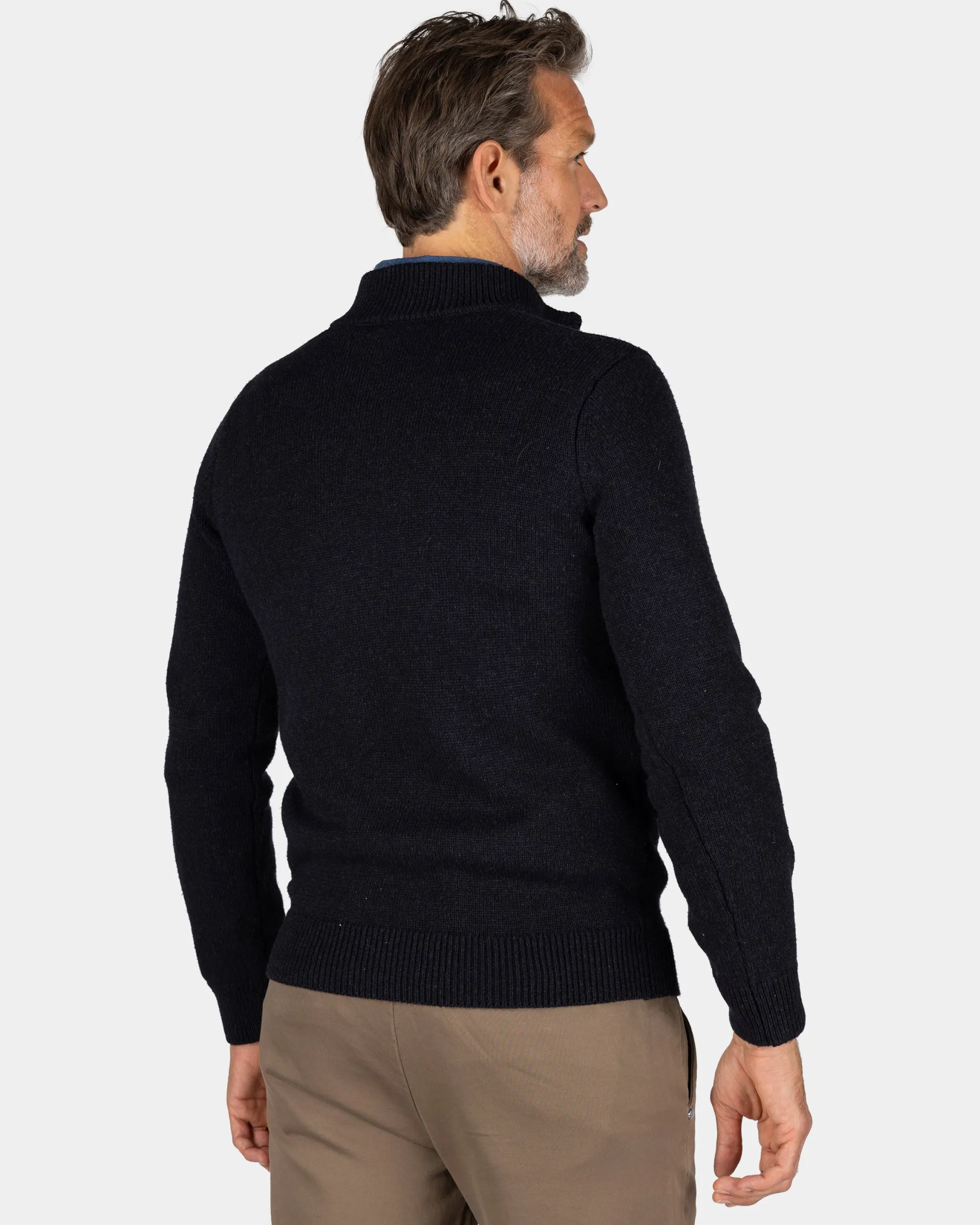 Navy pullover with knitted print - Winter Navy