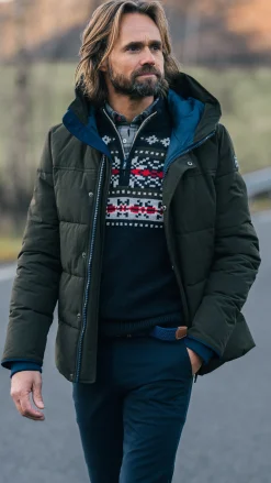 Navy pullover with knitted print - Winter Navy