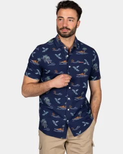 Navy shirt with summer print - Ocean Navy