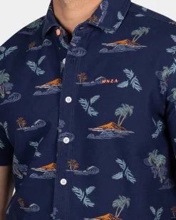Navy shirt with summer print - Ocean Navy
