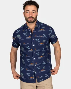 Navy shirt with summer print - Ocean Navy