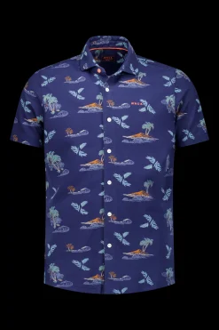 Navy shirt with summer print - Ocean Navy