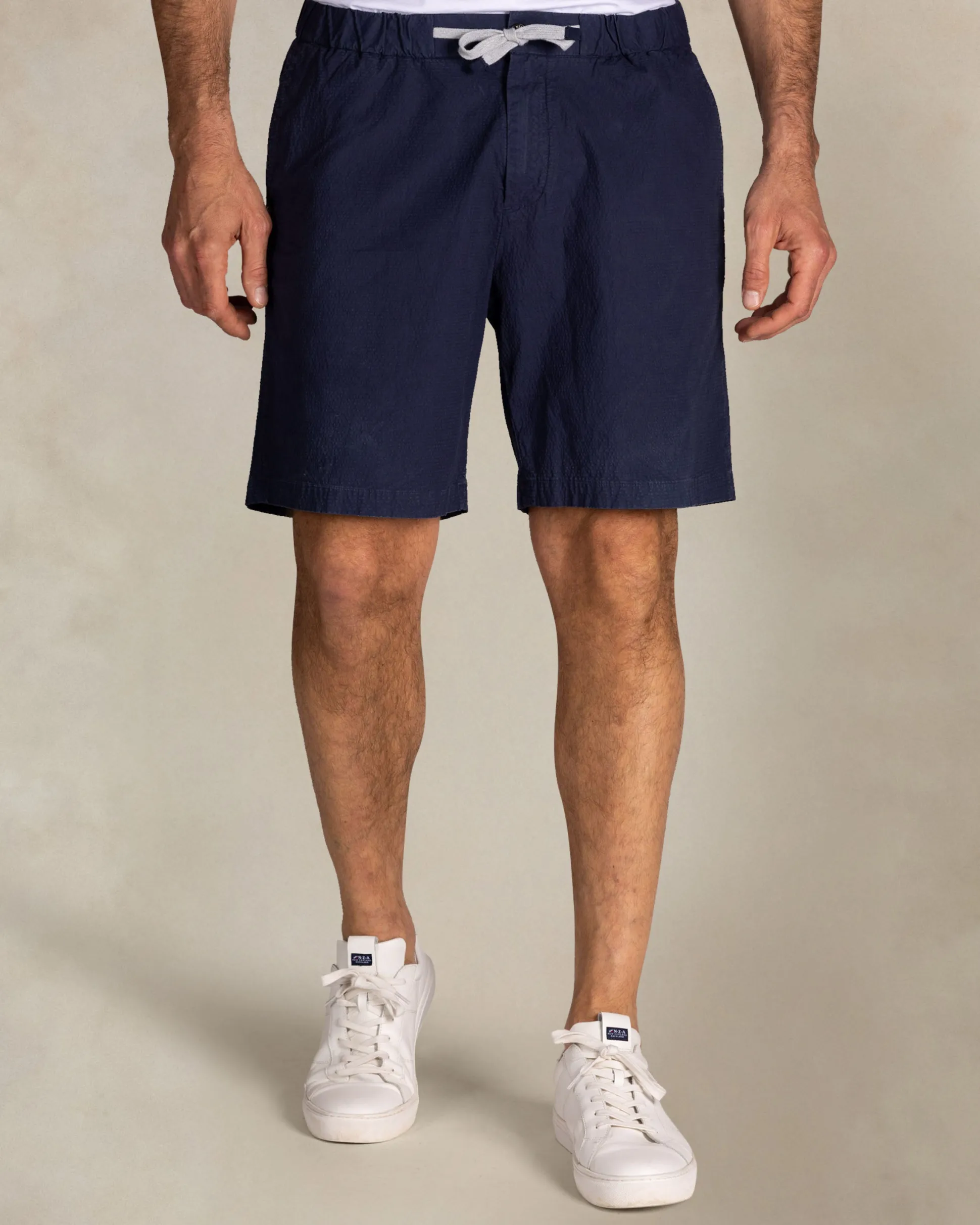 Navy stretch chino shorts