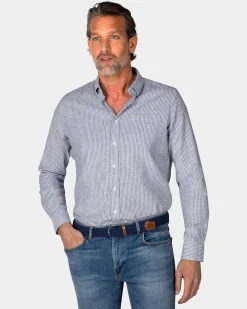 Navy striped linen shirt
