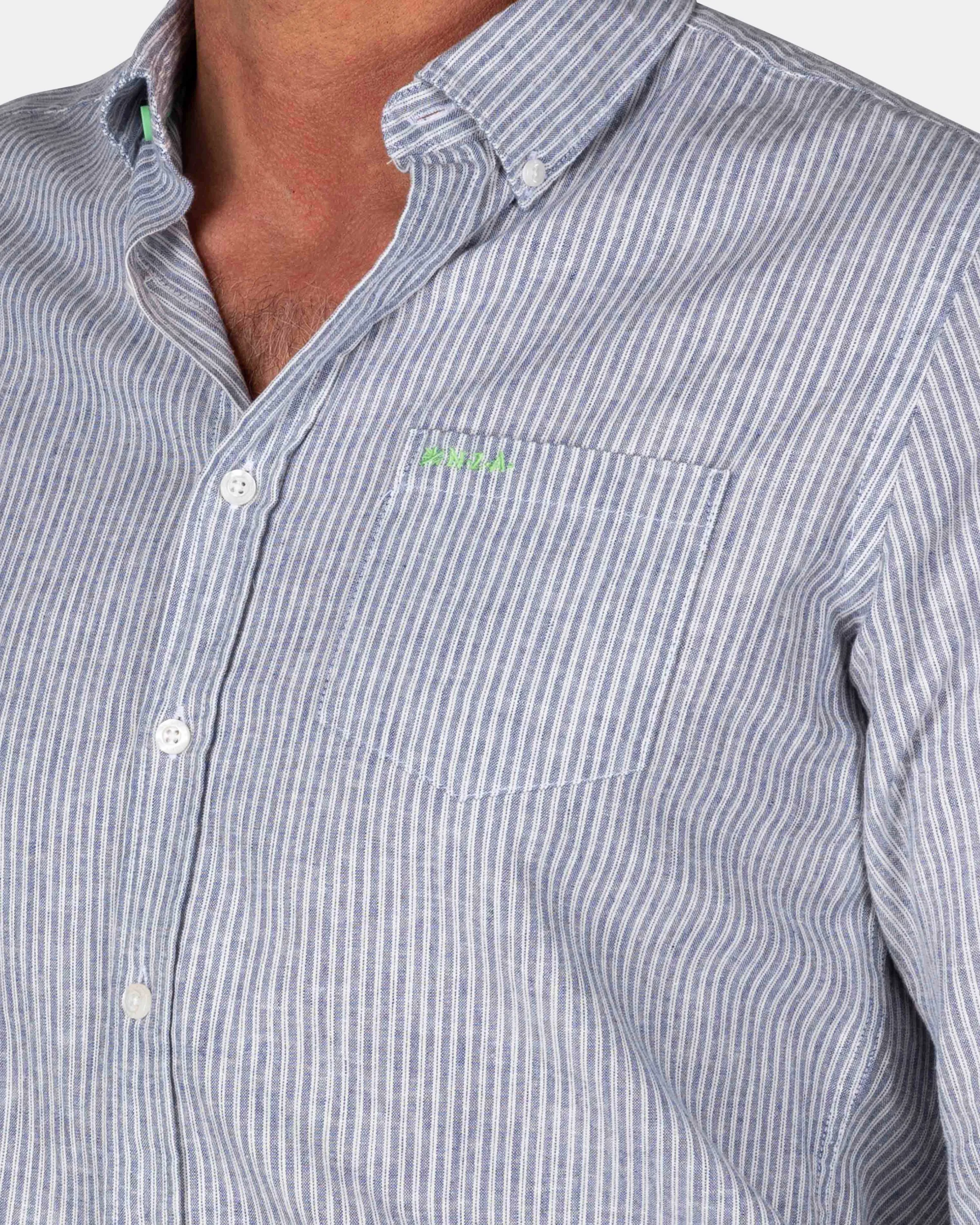 Navy striped linen shirt