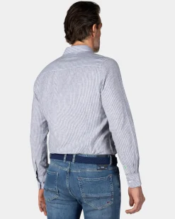 Navy striped linen shirt