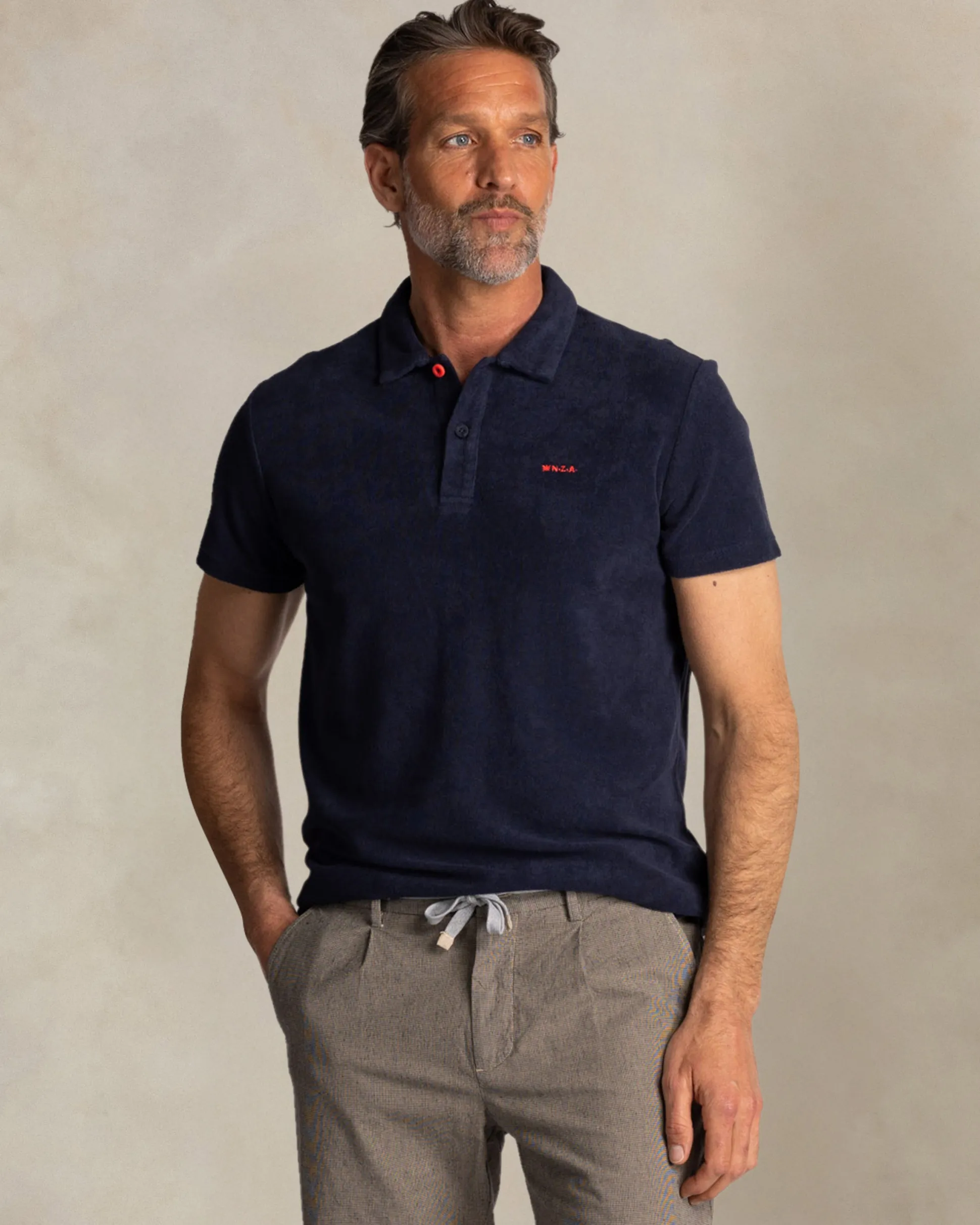 Navy terry cloth polo