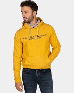 Ochre yellow hoodie with logo - Warm Ocre