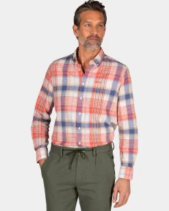 Orange and blue checked shirt