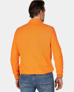 Orange basic pullover with half zipper