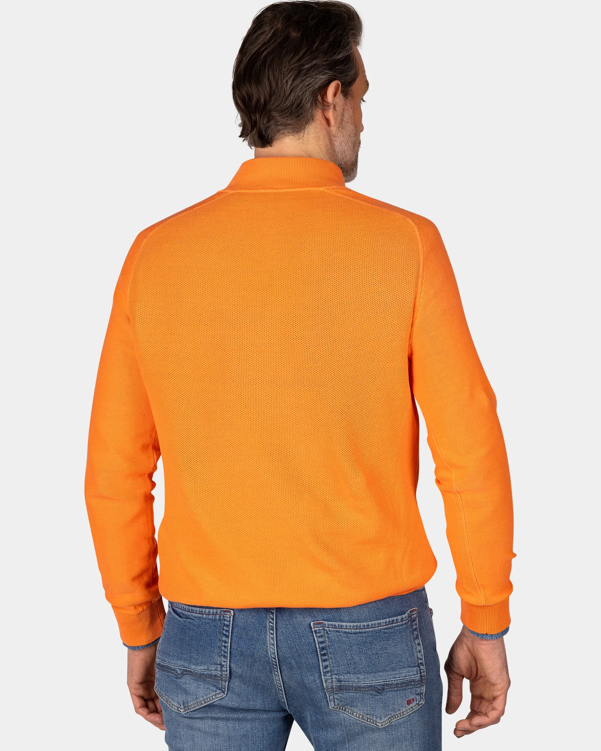 Orange basic pullover with half zipper
