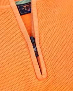 Orange basic pullover with half zipper