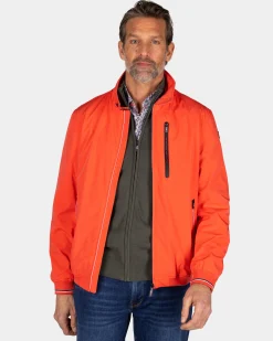 Orange bomber jacket with stretch