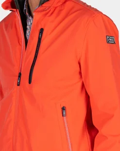 Orange bomber jacket with stretch