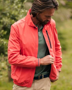 Orange bomber jacket with stretch