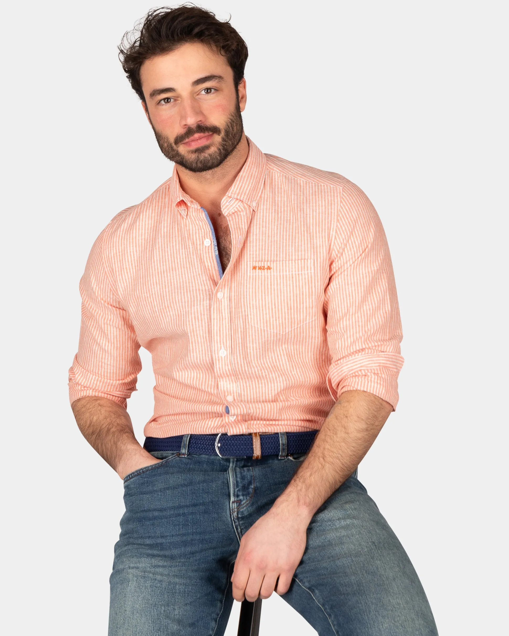 Orange linen shirt - Golden Orange