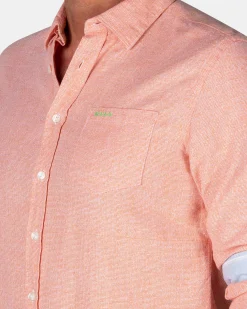 Orange linen shirt with stretch