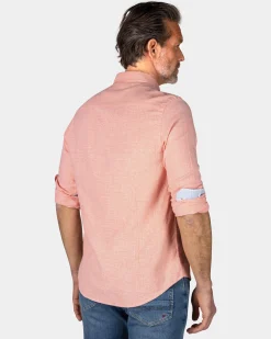 Orange linen shirt with stretch