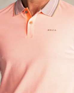 Orange polo with striped collar