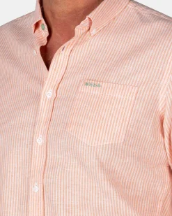 Orange striped linen shirt