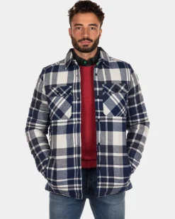 Padded checkered overshirt Opihi - Steady Navy