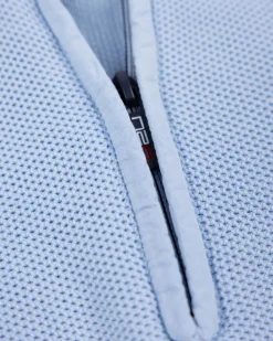 Pastel blue basic pullover with half zipper