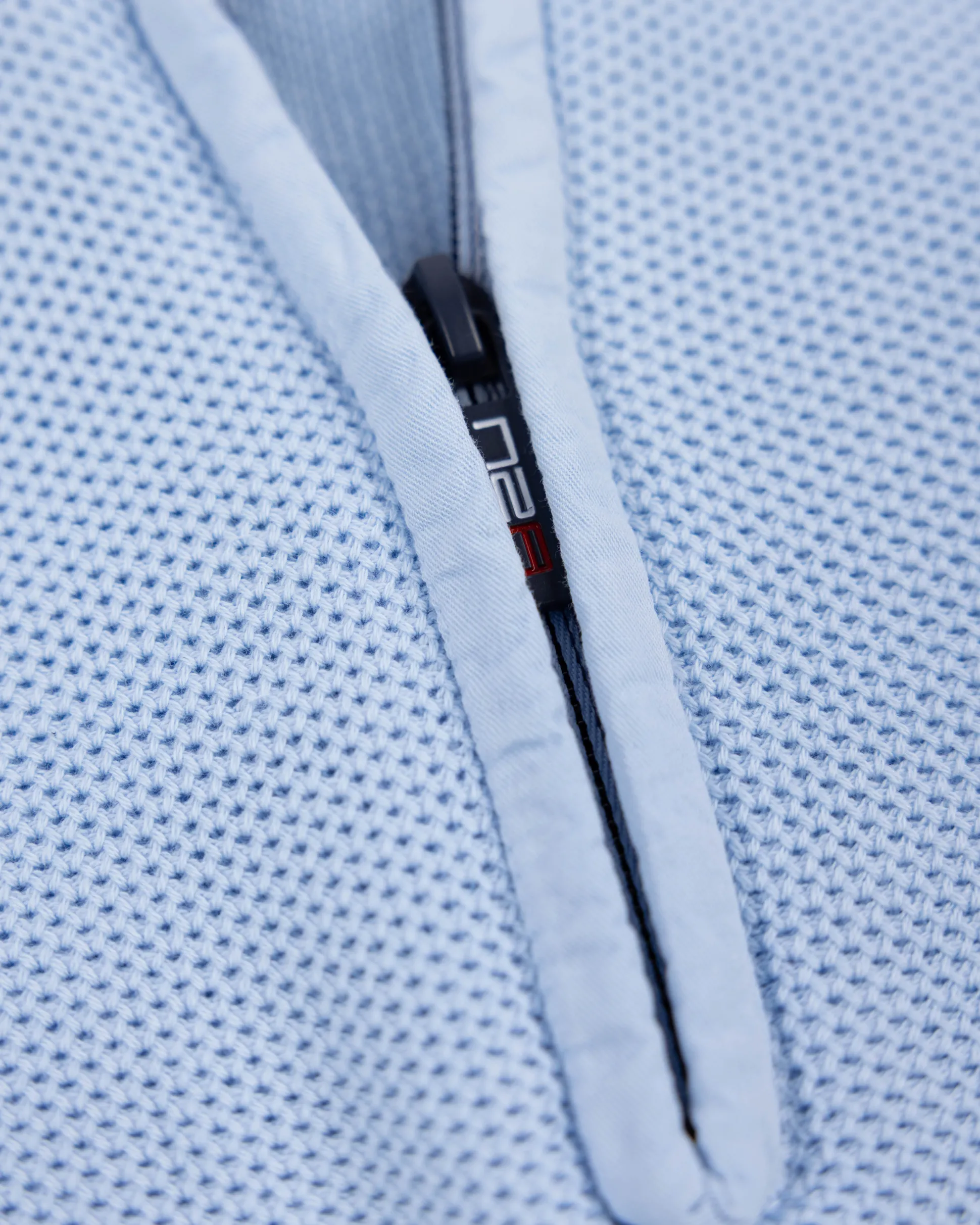 Pastel blue basic pullover with half zipper