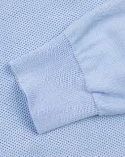 Pastel blue basic pullover with half zipper
