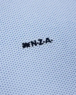 Pastel blue basic pullover with half zipper
