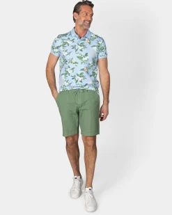 Pastel Blue Polo with Large Floral Print