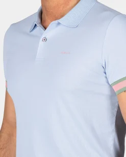 Pastel Blue Polo with Orange Details