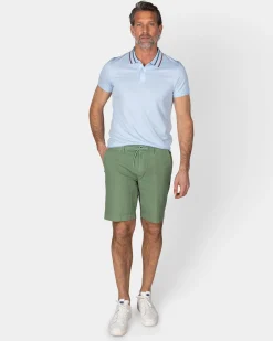 Pastel Blue Polo with Striped Collar