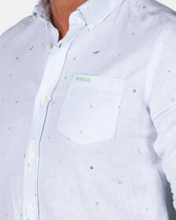 Pastel blue shirt with linen