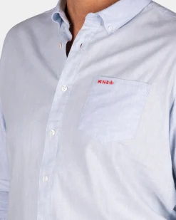 Pastel blue solid cotton shirt