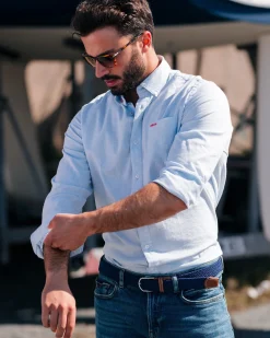 Pastel blue solid cotton shirt