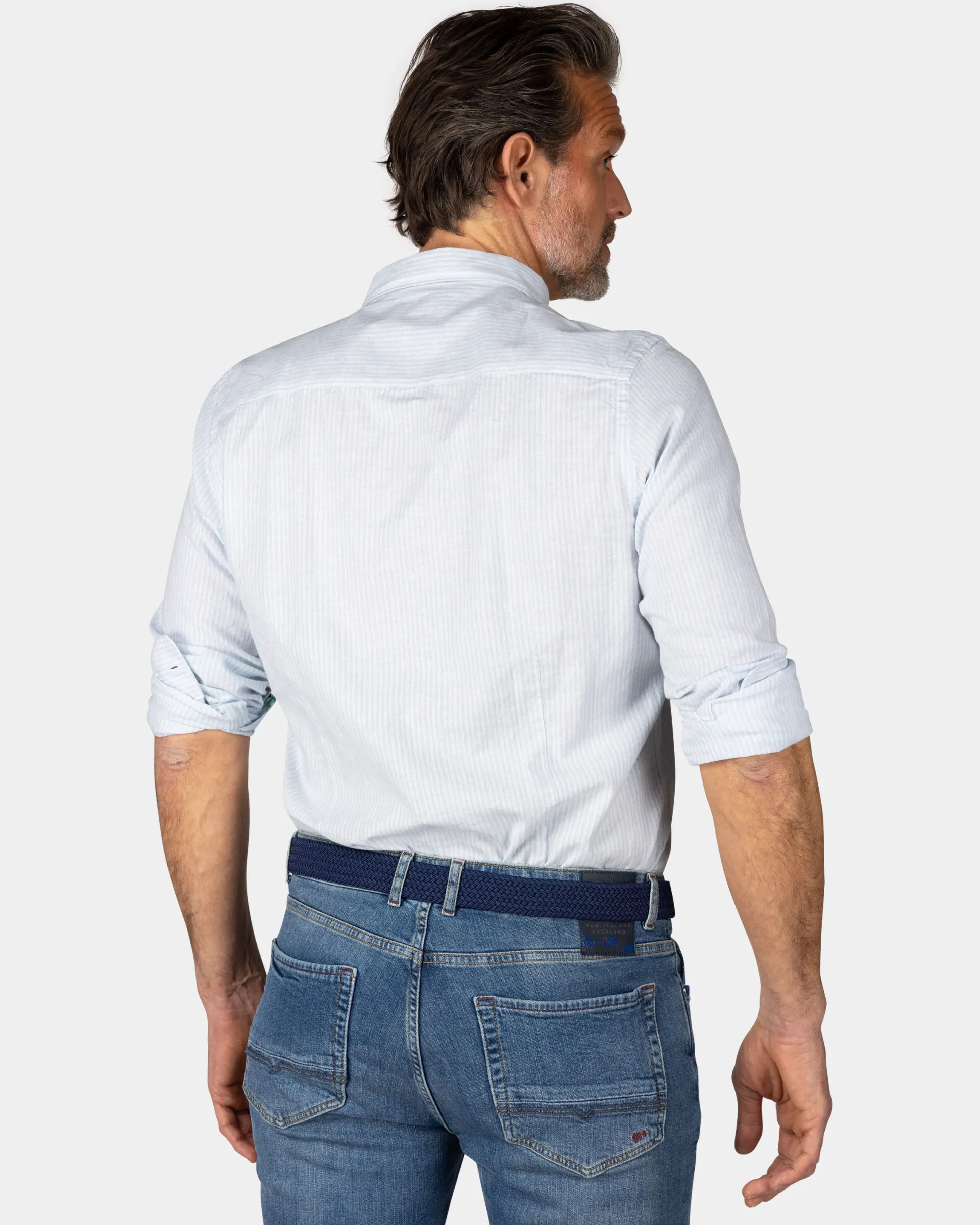 Pastel blue striped linen shirt