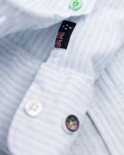Pastel blue striped linen shirt