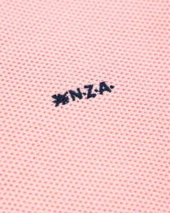 Pastel pink basic pullover with half zipper