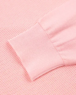 Pastel pink basic pullover with half zipper