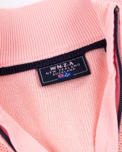 Pastel pink basic pullover with half zipper