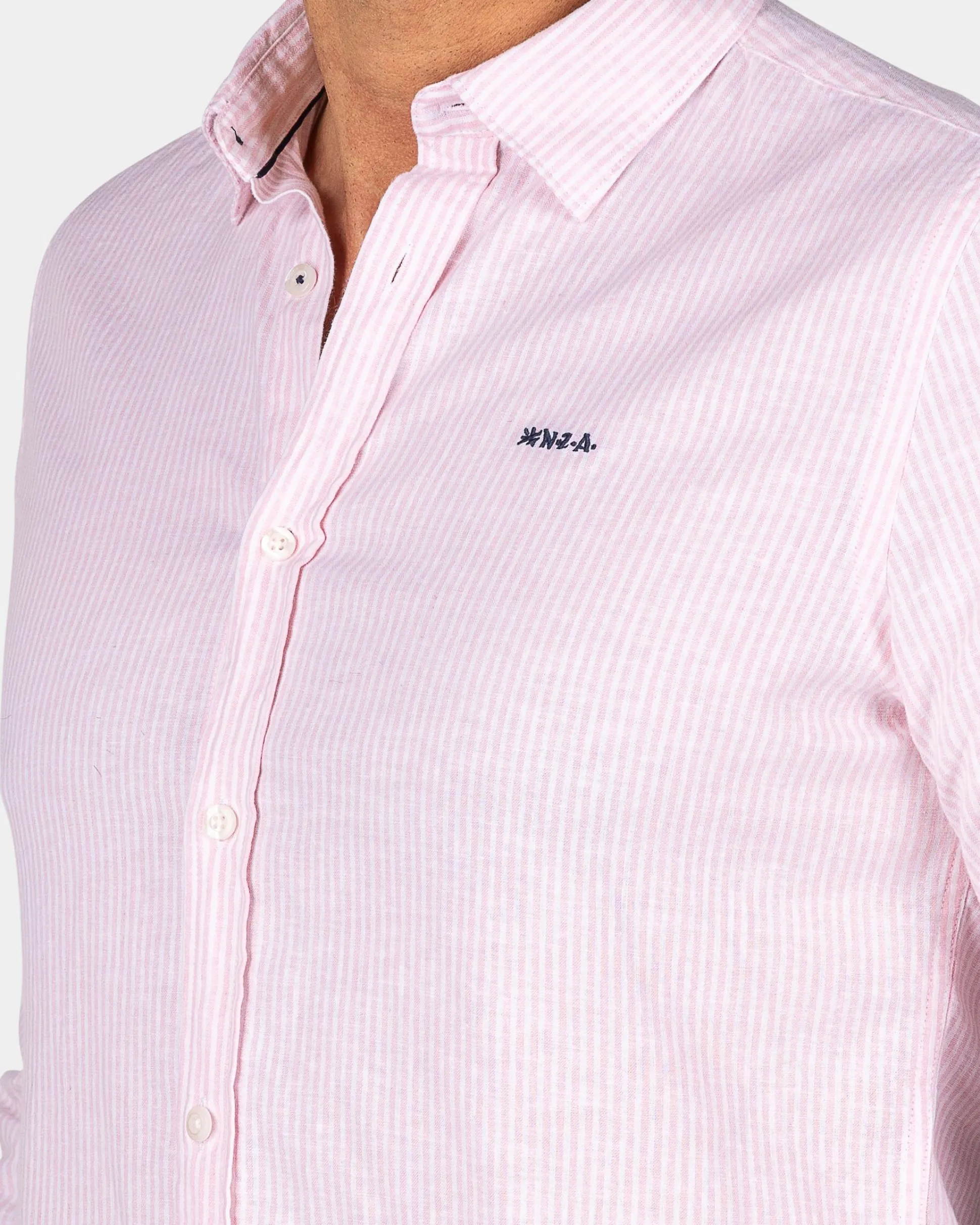 Pastel Pink Linen Shirt with Elastane