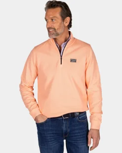 Peach pullover with half zip