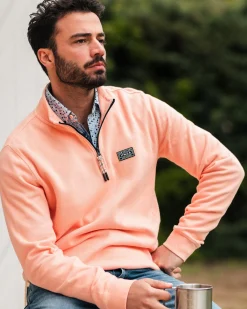 Peach pullover with half zip